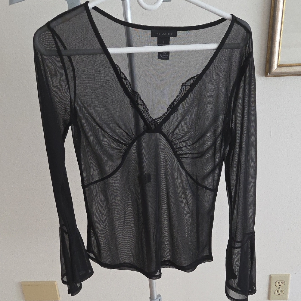 The Limited Black Sheer Lace Blouse